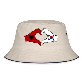 Albanien Südkorea Flagge Hände Herzform - Bucket Hat - Natur/Navy - Vorne