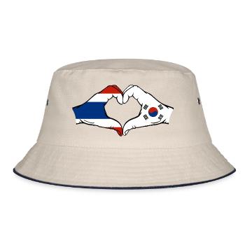Thaïlande Corée du Sud Drapeau Mains Coeur Forme - Bob - blanc cassé/bleu marine - Devant