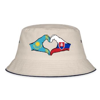 Kazakhstan Slovaquie Drapeau Mains Coeur Forme - Bob - blanc cassé/bleu marine - Devant