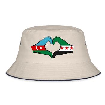 Aserbaidschan Syrien Flagge Hände Herzform - Bucket Hat - Natur/Navy - Vorne