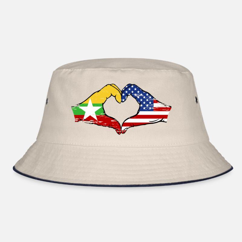Myanmar États-Unis drapeau mains forme de coeur utilisé Bob