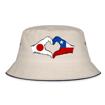 Japon Chili Drapeau Mains Coeur Forme - Bob - blanc cassé/bleu marine - Devant
