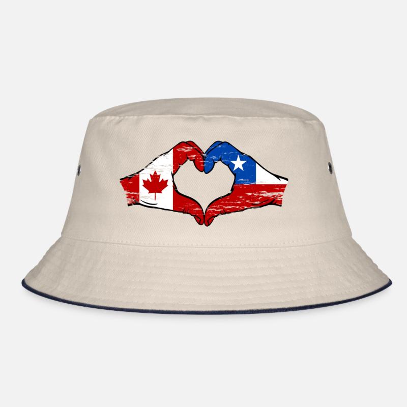 Canada Chile flag hands heart shape used Bucket Hat