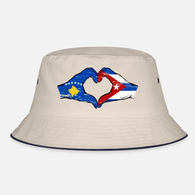 Kosovo Cuba Drapeau Mains Coeur Forme Utilisé Bob