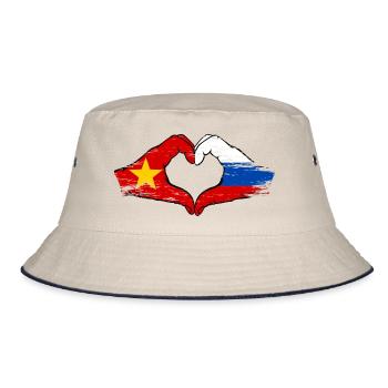 Vietnam Russland Flagge Hände Herzform used - Bucket Hat - Natur/Navy - Vorne