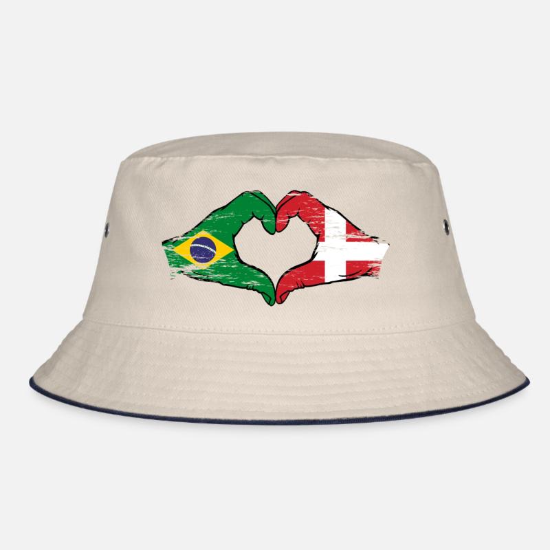 Brésil Danemark drapeau mains forme de coeur utilisé - Bob - blanc cassé/bleu marine