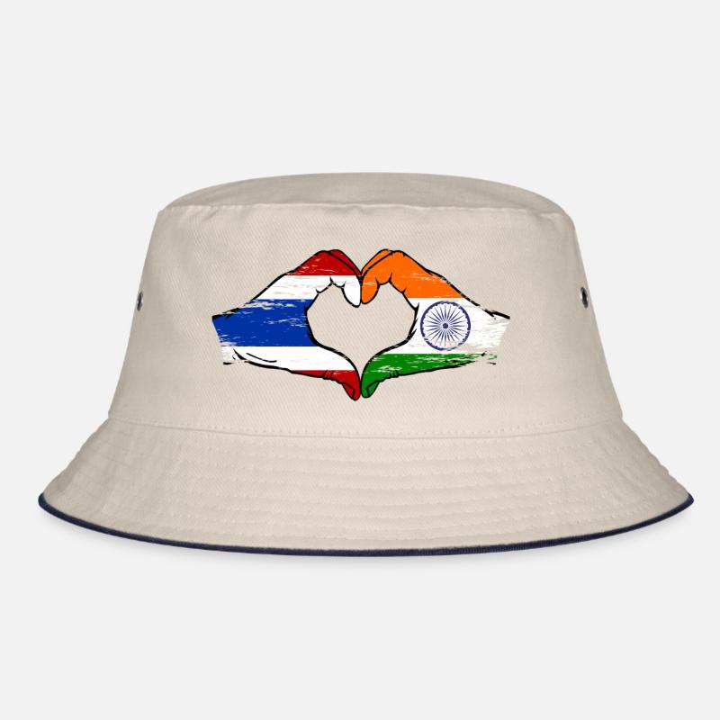 Thaïlande Inde Drapeau Mains Coeur Forme Utilisé Bob