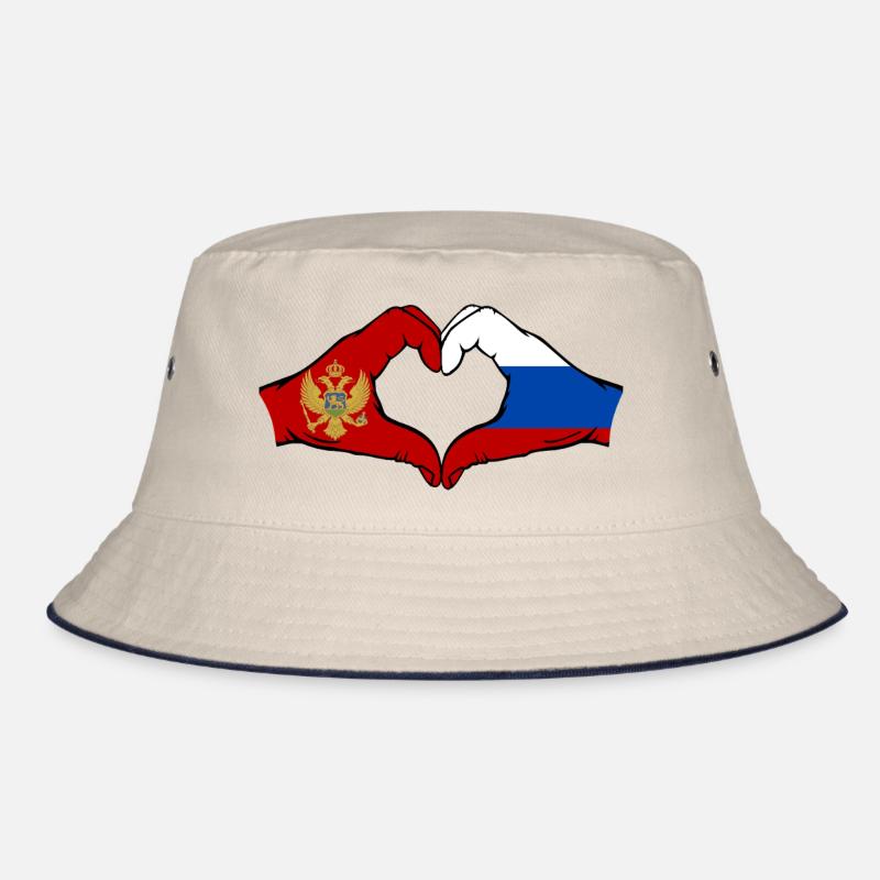 Monténégro Russie Drapeau Mains Coeur Forme Bob