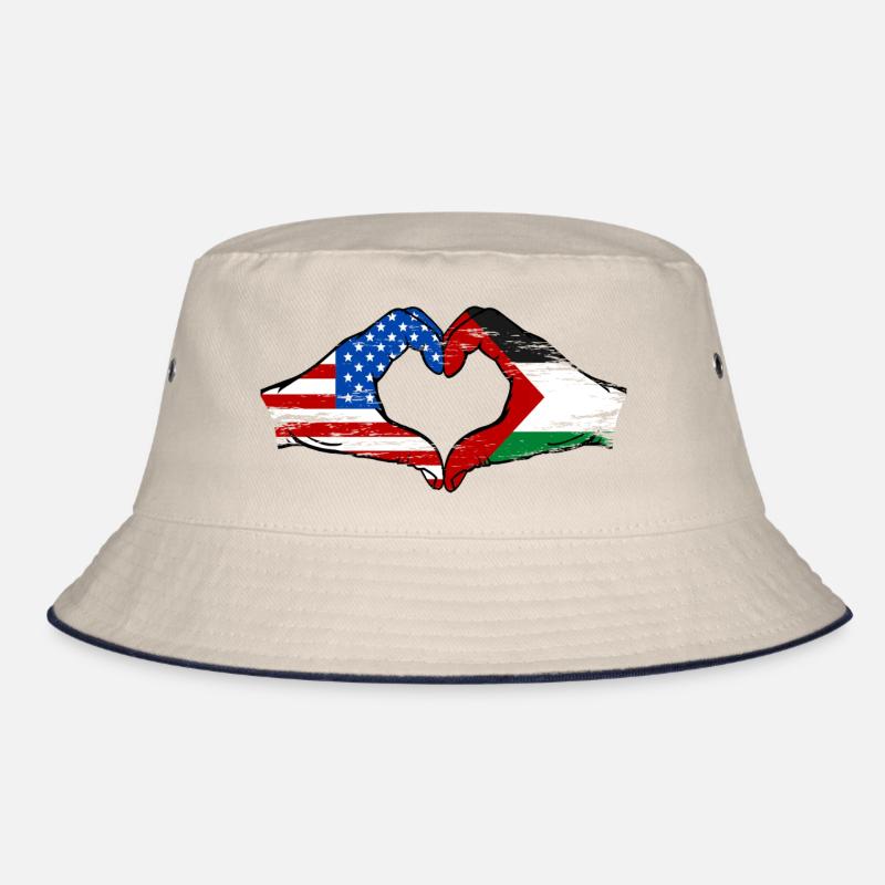 États-Unis Palestine Drapeau Mains Coeur Forme Utilisé Bob