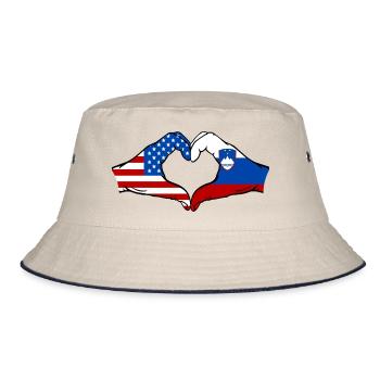 USA Slowenien Flagge Haende Herzform - Bucket Hat - Natur/Navy - Vorne