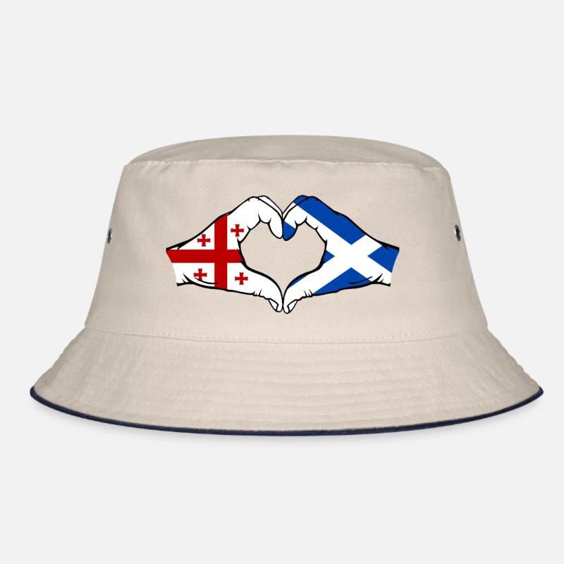 Géorgie Ecosse Drapeau Mains Coeur Forme - Bob - blanc cassé/bleu marine