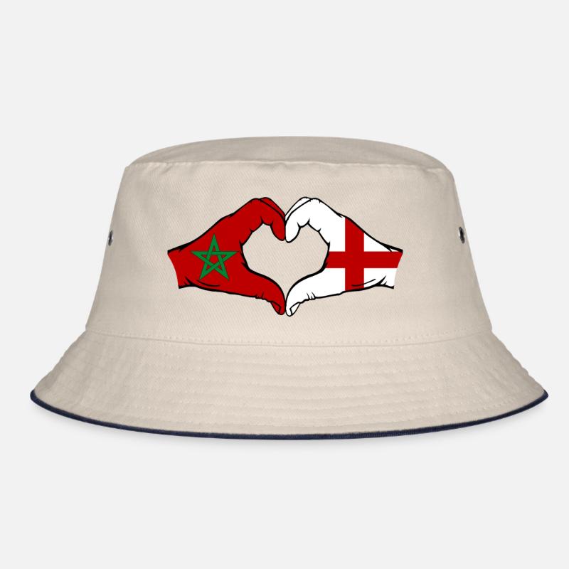 Marokko England Flagge Haende Herzform Bucket Hat