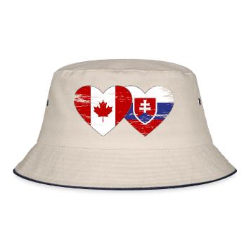 Kanada Slowakei Flagge Herz used - Bucket Hat - Natur/Navy - Vorne