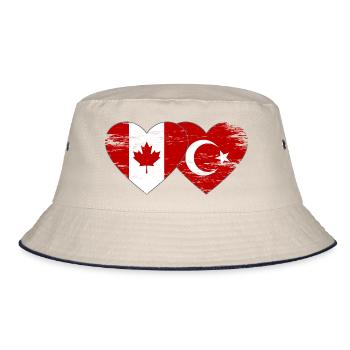 Canada Turkey Flag Heart Used - Bucket Hat - ecru/navy - Front
