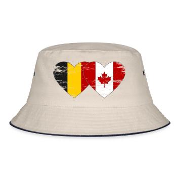 Belgium Canada Flag Heart used - Bucket Hat - ecru/navy - Front