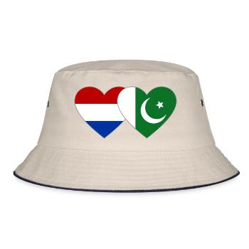 Niederlande Pakistan Flaggen Herz - Bucket Hat - Natur/Navy - Vorne