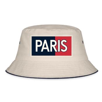 Paris blue and red blocks - Bucket Hat - ecru/navy - Front