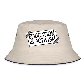 Education Is Activism Bildung Aktivismus Statement - Bucket Hat - ecru/navy - Front