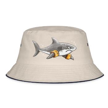 Hai Schwimmflügel Schwimmlehrer Meer Humor - Bucket Hat - Natur/Navy - Vorne