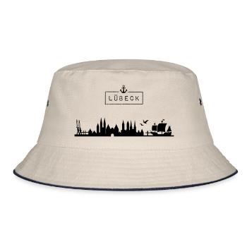 Skyline Hanseatic City of Lübeck, HL, City, Germany - Bucket Hat - ecru/navy - Front