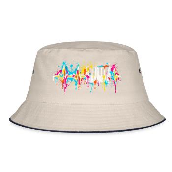 Neon Tasten Farbspritzer - Bucket Hat - Natur/Navy - Vorne