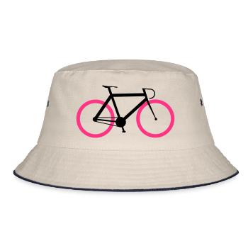Rennrad - Fixie Bike - Bucket Hat - Natur/Navy - Vorne