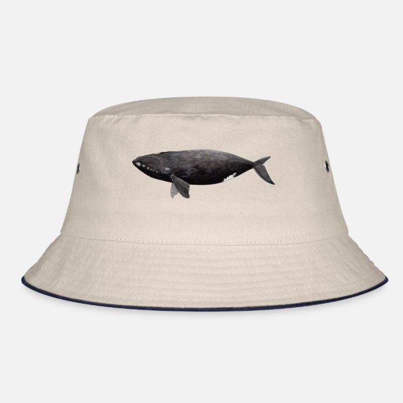 Wal - Balaena glacialis - Glattwal - Bucket Hat - Natur/Navy