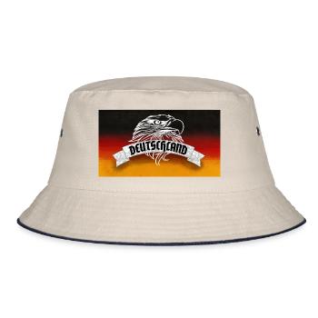 Deutschland Flagge mit Adler - Geschenk zur WM - Bucket Hat - Natur/Navy - Vorne
