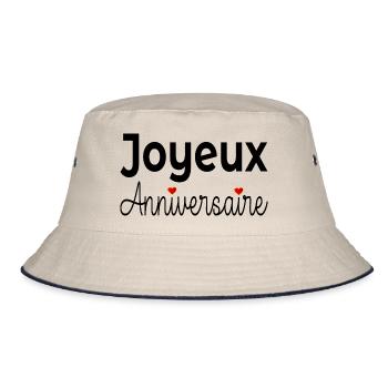 Alles Gute zum Geburtstag Herz - Bucket Hat - Natur/Navy - Vorne