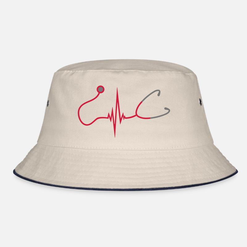frequenz Stethoskop abhoeren herzschlag puls verar - Bucket Hat - Natur/Navy