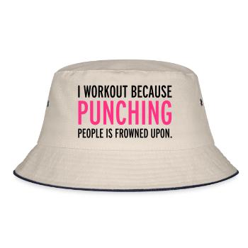 Workout - Bucket Hat - ecru/navy - Front