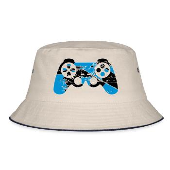 cracks old scratches cool blue design controllers - Bucket Hat - ecru/navy - Front