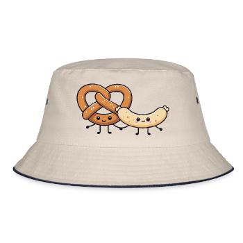Weißwurst mit Brezel - Bucket Hat - Natur/Navy - Vorne