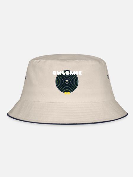 Eule in Neonspiralen - Bucket Hat - Natur/Navy
