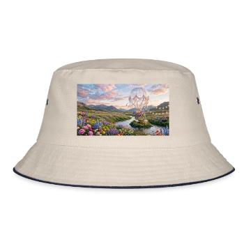 Floral Sky Balloon Traumlandschaft - Bucket Hat - Natur/Navy - Vorne