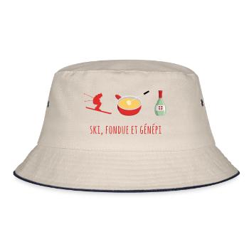 Ski, Foudue and Genepi 2 - Bucket Hat - ecru/navy - Front