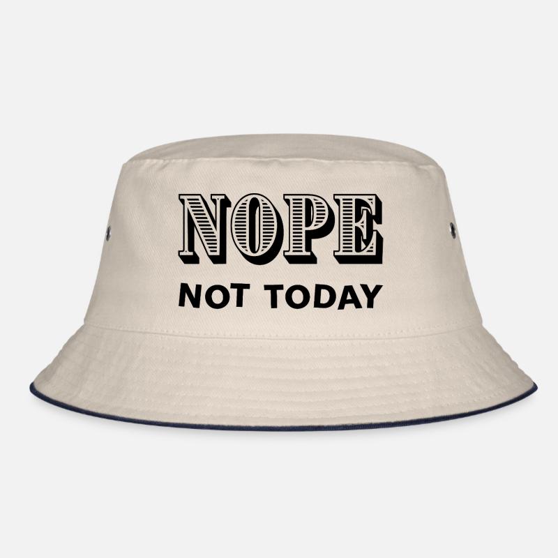NOPE - NOT TODAY - Statement - No - Bucket Hat - ecru/navy
