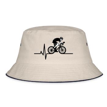 Road Bike Heartbeat ECG - Bucket Hat - ecru/navy - Front
