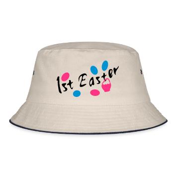 1st Easter txt easter eggs - Bucket Hat - ecru/navy - Front