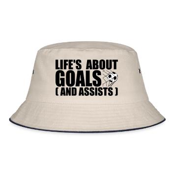 Im Leben geht es um Tore und Vorlagen - Bucket Hat - Natur/Navy - Vorne