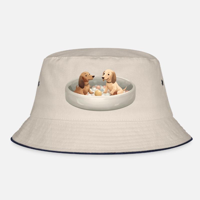 Two Dachshunds in Ball Pit Pastel Design Bucket Hat