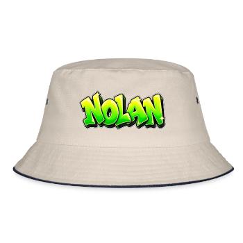 NOLAN in Graffiti: der Name, der alles auseinanderreißt! - Bucket Hat - Natur/Navy - Vorne