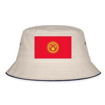 Kirgisistan-Flagge - Bucket Hat - Natur/Navy - Vorne