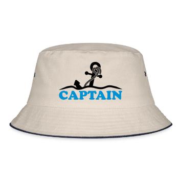 Anchor under water waves Captain design - Bucket Hat - ecru/navy - Front