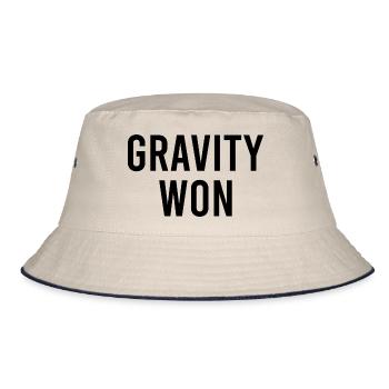 Gravity Won Broken Arm Leg Bone Get Well Recovery - Bucket Hat - ecru/navy - Front