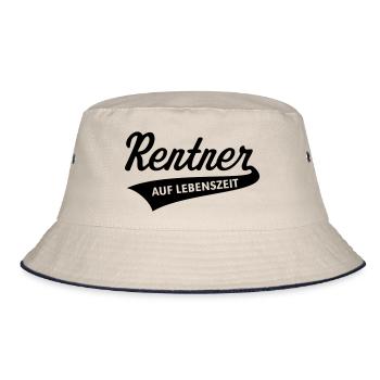 Rentner Auf Lebenszeit (Rente / Ruhestand / Black) - Bucket Hat - Natur/Navy - Vorne