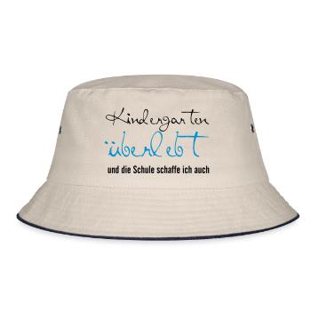 Kindergarten überlebt - Bucket Hat - Natur/Navy - Vorne