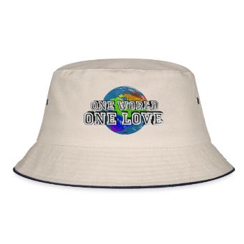 One World - One Love - Bucket Hat - Natur/Navy - Vorne