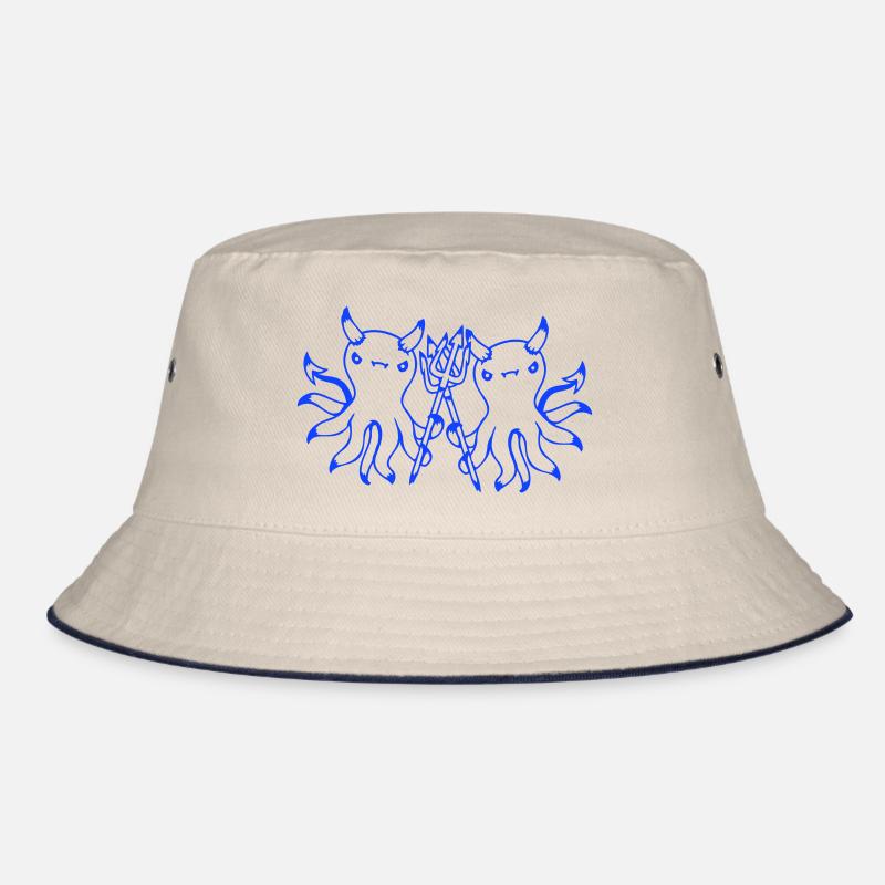 2 Octopus Devil Hell Team Friends Satan Evil Cute Bucket Hat