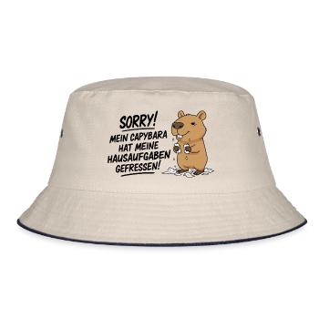 Sorry! Capybara ate my homework - Bucket Hat - ecru/navy - Front